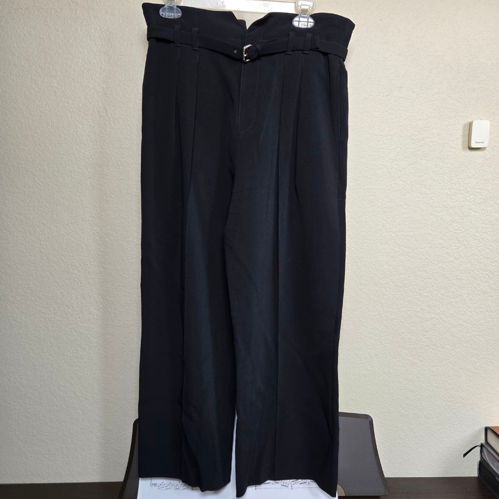 RED VALENTINO Black High-Waist Belted Trousers Size 8